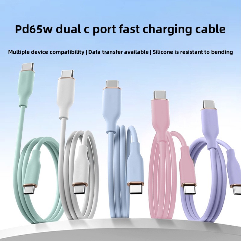 New Dual TYPE-C Liquid Silicone PD65W Data Cable Suitable For IPhone Phone Fast Charging_voghion.com