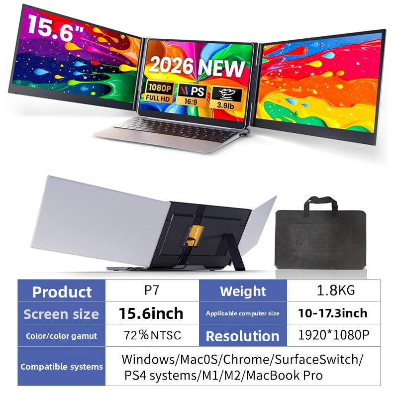 Factory Direct Sales 15.6-inch Single-screen, Dual-screen, Triple-screen Connection Laptop Screen, Conveniently Foldable_voghion.com
