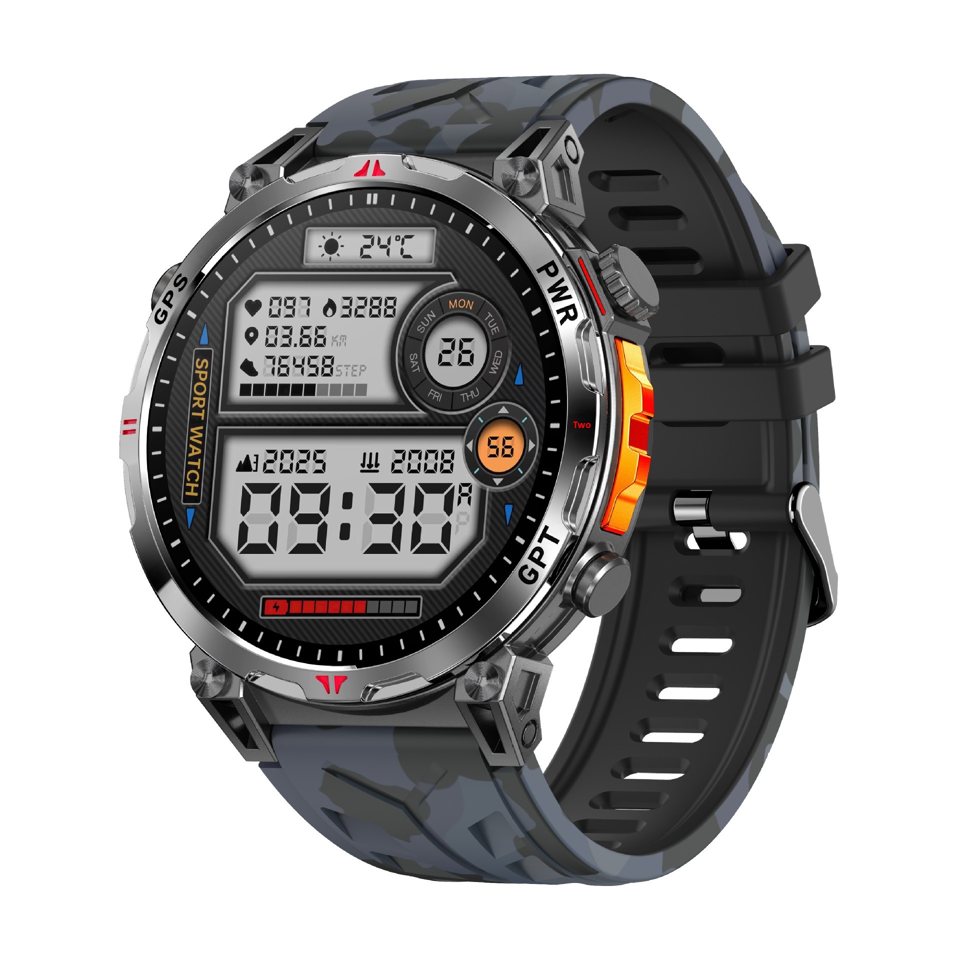 Smartwatch transfrontaliero KC93 con rilevamento della frequenza cardiaca, ossigenazione del sangue, bussola, impermeabile, chiamate Bluetooth e posizionamento GPS._voghion.com