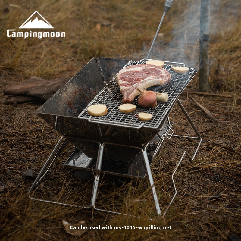 Griglia per barbecue pieghevole di grandi dimensioni in acciaio inossidabile CAMPINGMOON_voghion.com