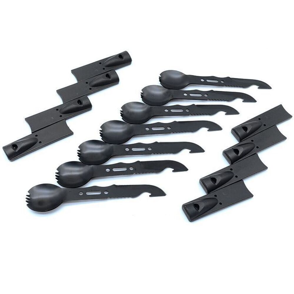 Manufacturer Multifunctional Stainless Steel Camping 7-in-1 Cutlery Knife Fork Spoon Whistle Outdoor Hiking Emergency_voghion.com