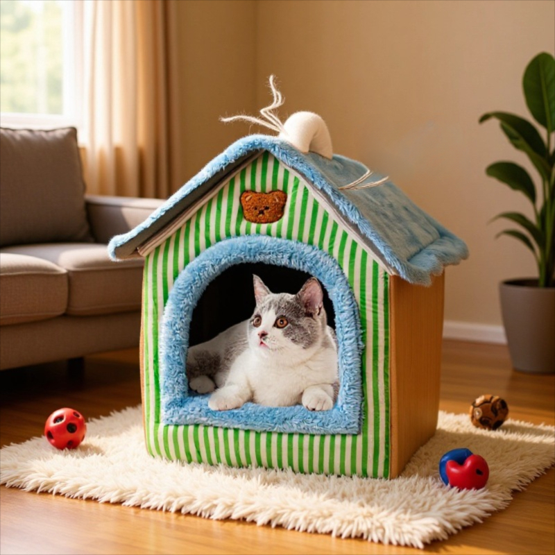 Niche douillette et panier pour chat et petit chien lavable_voghion.com