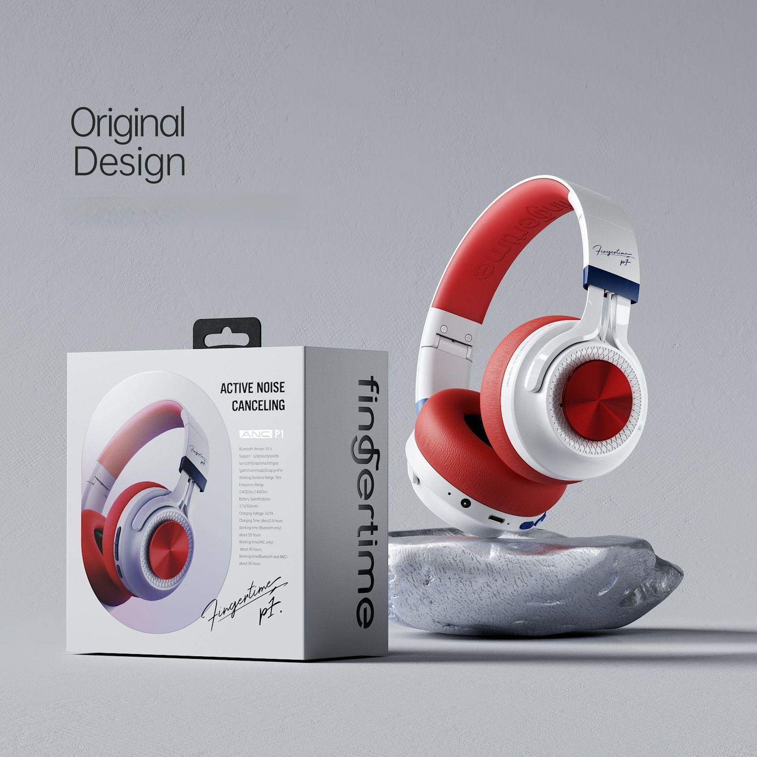 Fingertime Kabelloses Bluetooth-Over-Ear-Gaming-Headset mit Mikrofon – Faltbarer Stereo-Kopfhörer mit geräuschisolierenden Ohrpolstern und vergoldeten Akzenten_voghion.com