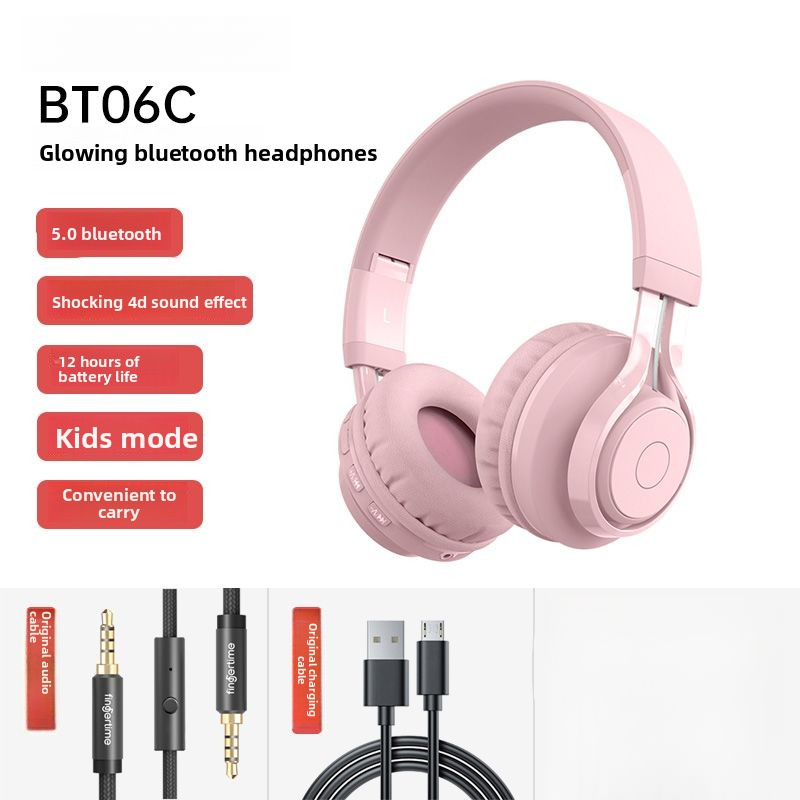 Kabelloser Bluetooth-Kopfhörer mit Hasenmotiv für Schülerinnen und Schüler, niedliches koreanisches Design, universell für Kinder geeignet_voghion.com