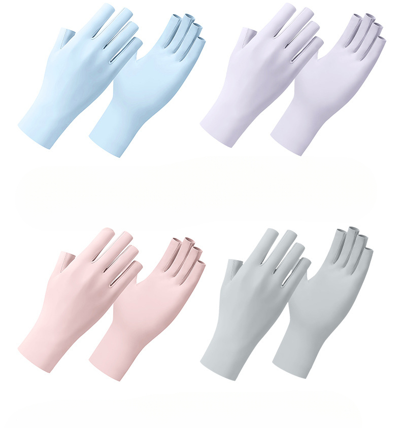 Guanti da ciclismo per esterni in nylon e seta, con protezione UV, per lampada per unghie, stile sottile, da donna_voghion.com