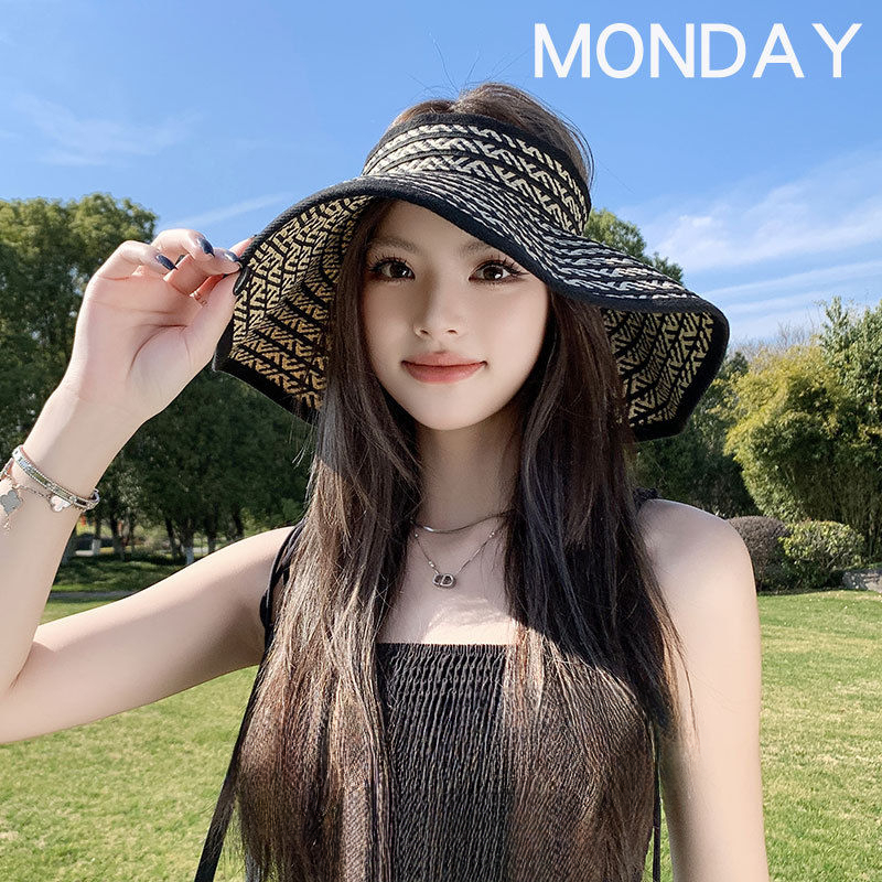 Faltbarer Reisehut mit großer Krempe und offenem Oberteil für Damen, neuer Sommersonnenhut mit UV-Schutz, atmungsaktiver Strohhut_voghion.com