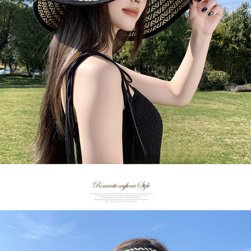 Faltbarer Reisehut mit großer Krempe und offenem Oberteil für Damen, neuer Sommersonnenhut mit UV-Schutz, atmungsaktiver Strohhut_voghion.com