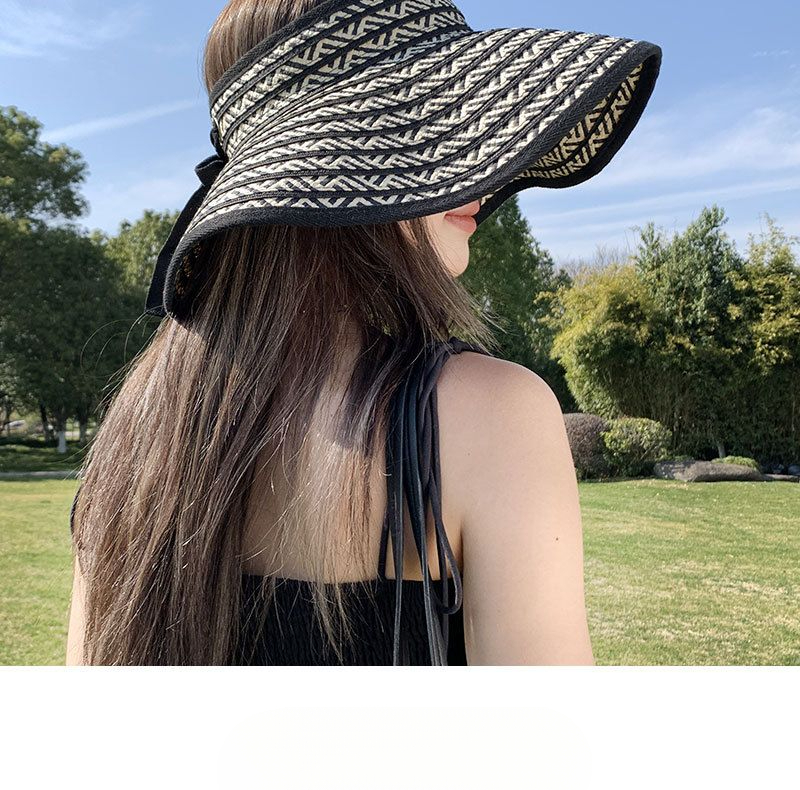 Faltbarer Reisehut mit großer Krempe und offenem Oberteil für Damen, neuer Sommersonnenhut mit UV-Schutz, atmungsaktiver Strohhut_voghion.com