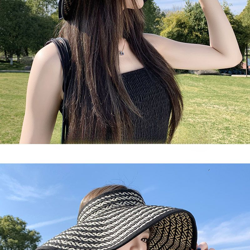 Faltbarer Reisehut mit großer Krempe und offenem Oberteil für Damen, neuer Sommersonnenhut mit UV-Schutz, atmungsaktiver Strohhut_voghion.com