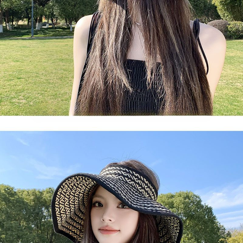 Faltbarer Reisehut mit großer Krempe und offenem Oberteil für Damen, neuer Sommersonnenhut mit UV-Schutz, atmungsaktiver Strohhut_voghion.com