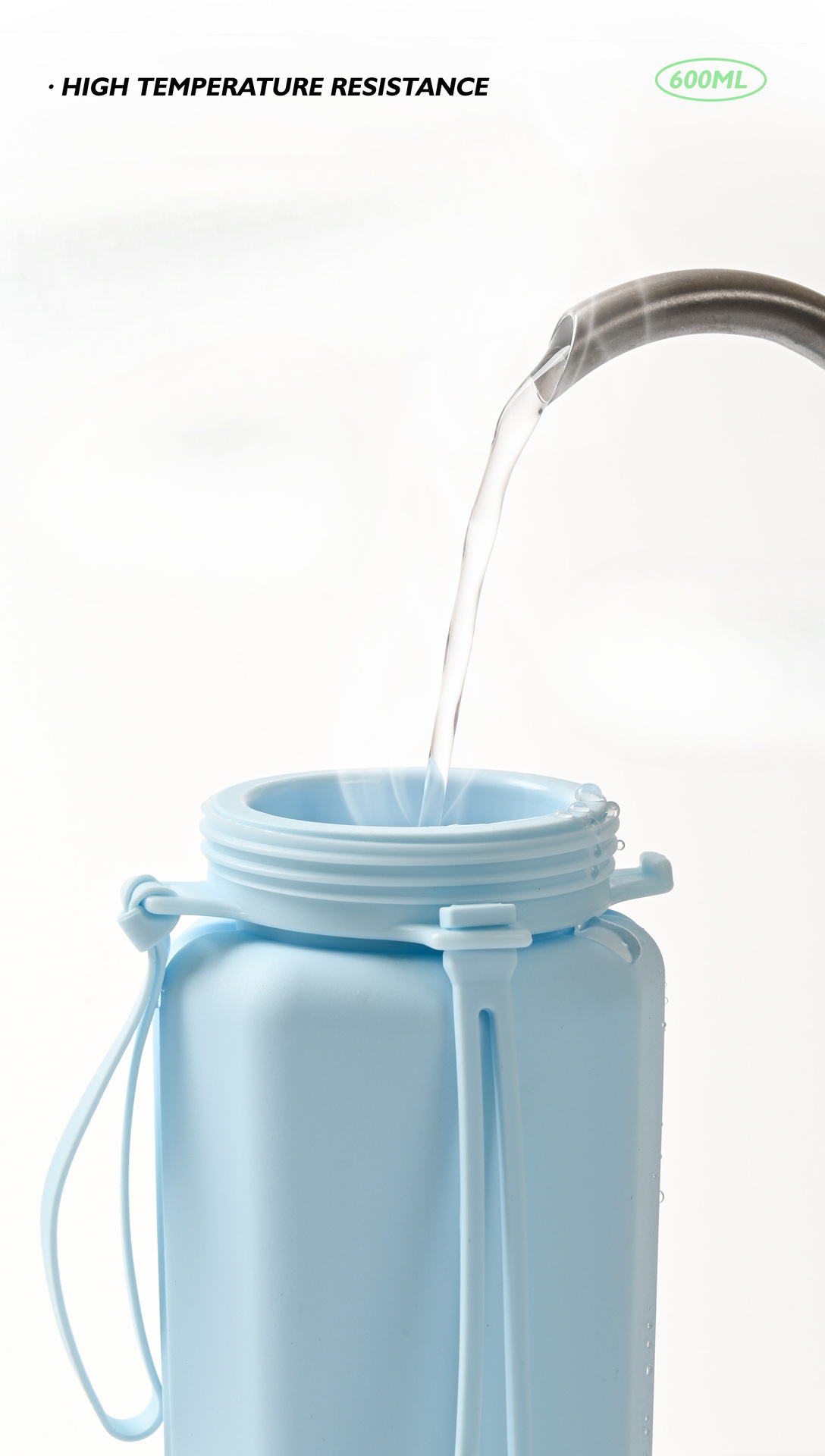 Borraccia sportiva pieghevole per attività all'aperto, ciclismo, viaggi d'affari, portatile, grande capacità, tazza in silicone, escursionismo_voghion.com