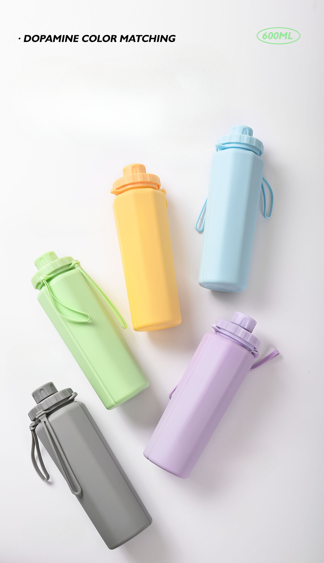 Borraccia sportiva pieghevole per attività all'aperto, ciclismo, viaggi d'affari, portatile, grande capacità, tazza in silicone, escursionismo_voghion.com