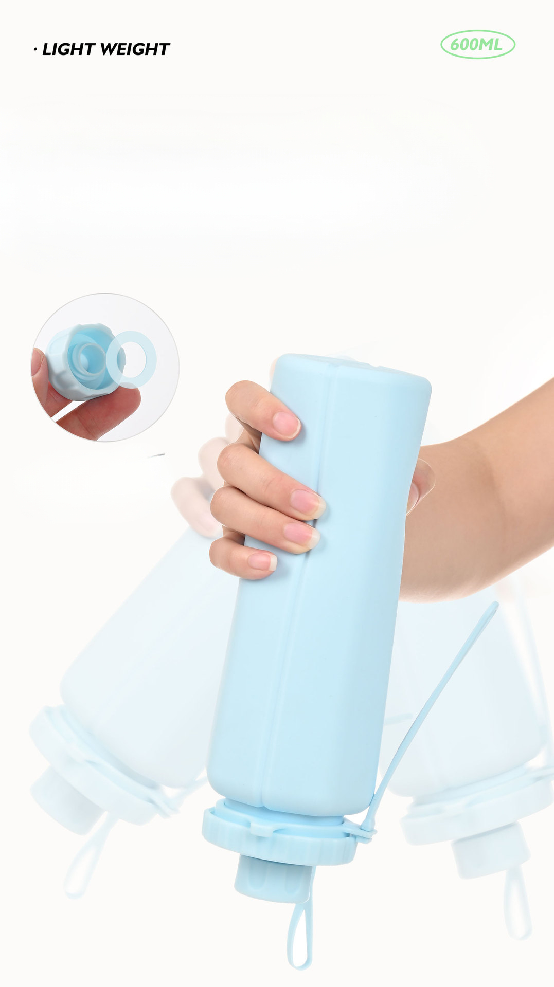 Borraccia sportiva pieghevole per attività all'aperto, ciclismo, viaggi d'affari, portatile, grande capacità, tazza in silicone, escursionismo_voghion.com