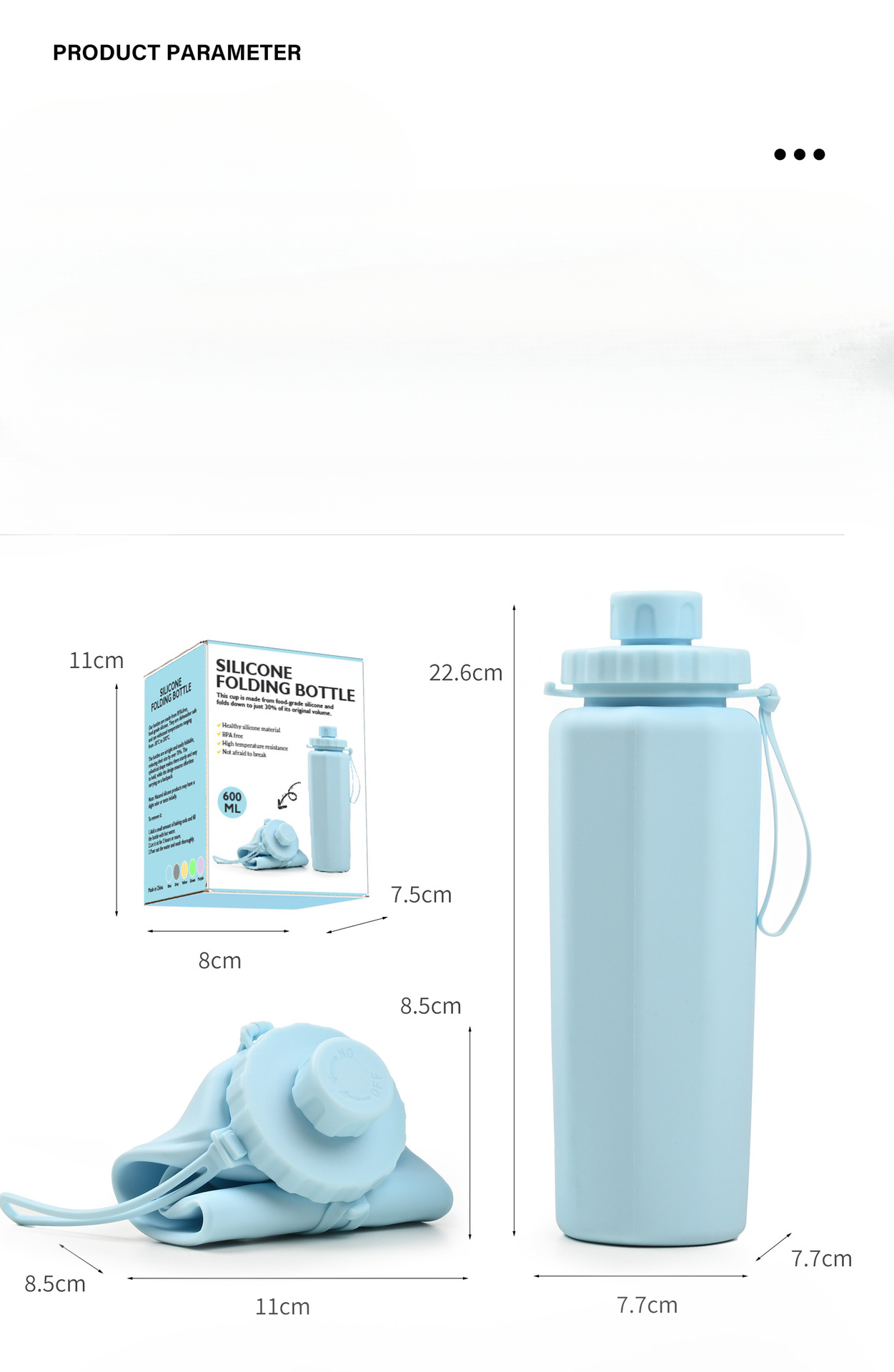 Borraccia sportiva pieghevole per attività all'aperto, ciclismo, viaggi d'affari, portatile, grande capacità, tazza in silicone, escursionismo_voghion.com