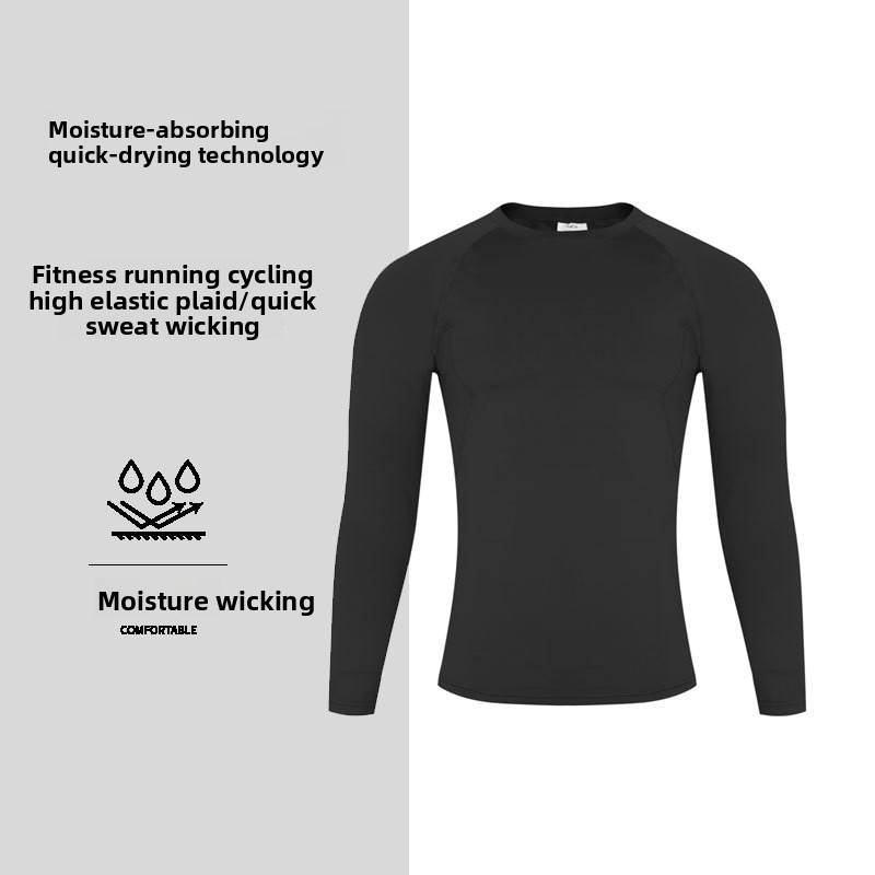 Sports Tight Long Sleeve Quick-Dry Training Fitness Shirt For Men High Elastic Compression Basketball Top Soccer Running_voghion.com