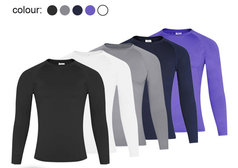 T-shirt de sport à manches longues, col rond, respirant et moulant pour homme, séchage rapide et compression_voghion.com