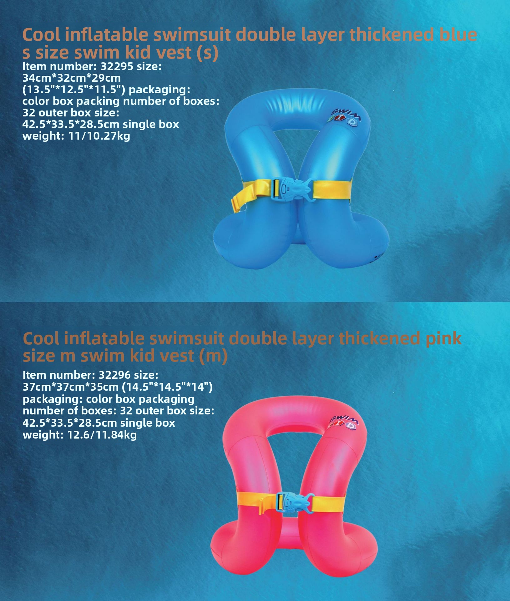 Jilong Children's Inflatable Swimwear Double Layer Thickened Float Portable Swimming Water Supplies Swim Ring_voghion.com