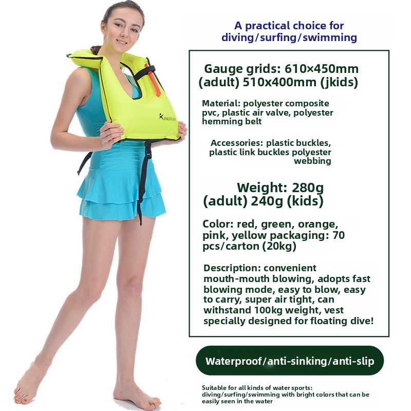 Snorkeling Gear Swimming Life Jacket Inflatable Buoyancy Vest_voghion.com