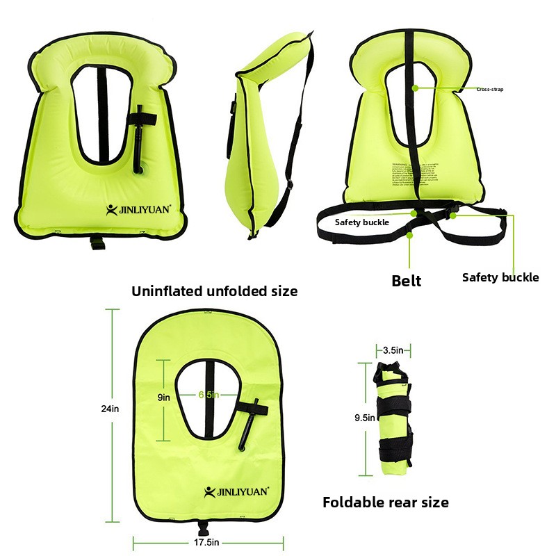 Snorkeling Gear Swimming Life Jacket Inflatable Buoyancy Vest_voghion.com