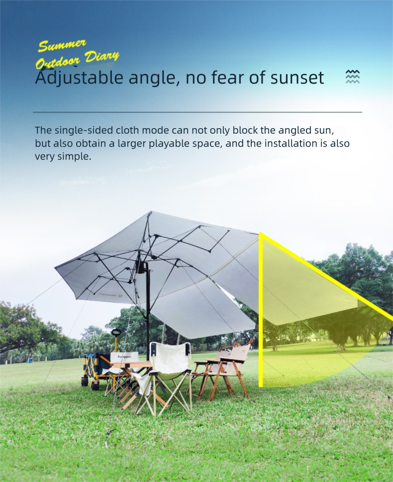 Kein Aufstellen eines Baldachinzeltes nötig, multifunktionale, zusammenklappbare Outdoor-Campingausrüstung, komplettes Set aus Sonnenschutz und Sonnenschirm, Picknick_voghion.com