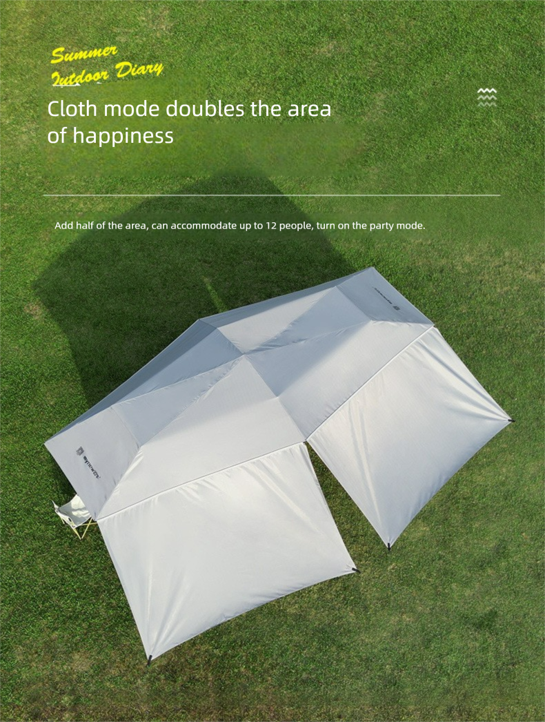 Kein Aufstellen eines Baldachinzeltes nötig, multifunktionale, zusammenklappbare Outdoor-Campingausrüstung, komplettes Set aus Sonnenschutz und Sonnenschirm, Picknick_voghion.com