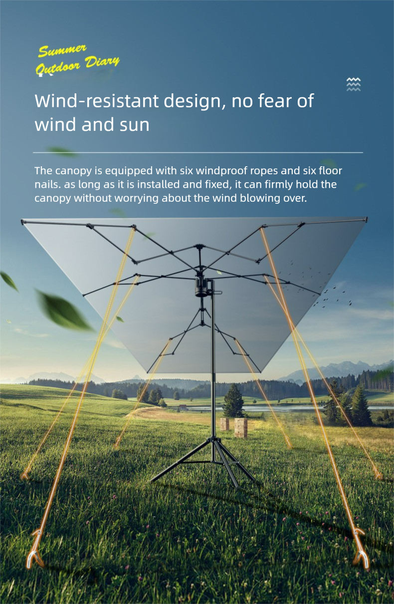 Kein Aufstellen eines Baldachinzeltes nötig, multifunktionale, zusammenklappbare Outdoor-Campingausrüstung, komplettes Set aus Sonnenschutz und Sonnenschirm, Picknick_voghion.com