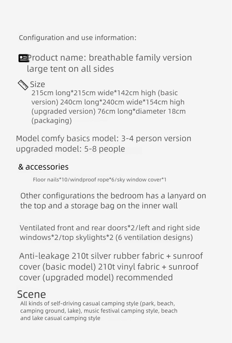 Quick Opening Four Sided Portable Outdoor Tent For 3-4 People, Thickened Rainproof Camping, Fully Automatic Camping Tent_voghion.com
