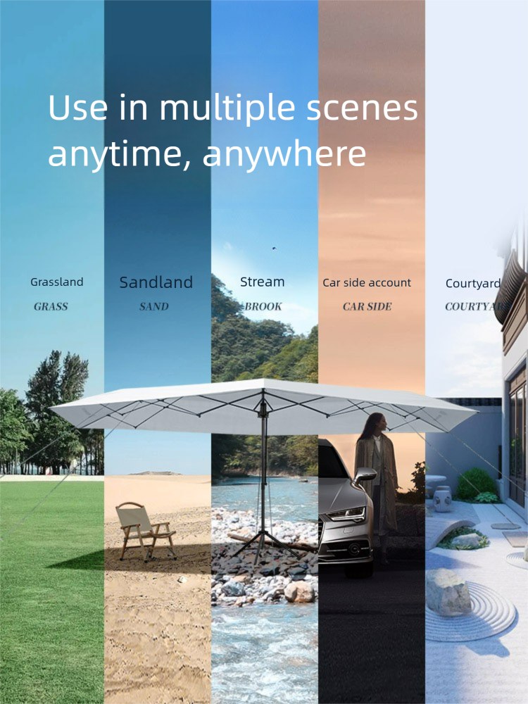 Kein Aufstellen eines Baldachinzeltes nötig, multifunktionale, zusammenklappbare Outdoor-Campingausrüstung, komplettes Set aus Sonnenschutz und Sonnenschirm, Picknick_voghion.com