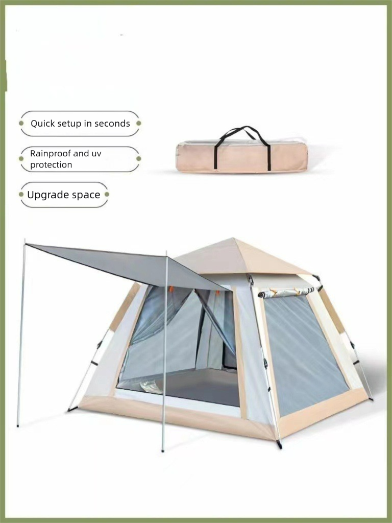 Quick Opening Four Sided Portable Outdoor Tent For 3-4 People, Thickened Rainproof Camping, Fully Automatic Camping Tent_voghion.com
