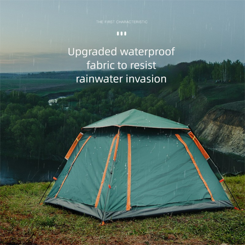 Quick Opening Four Sided Portable Outdoor Tent For 3-4 People, Thickened Rainproof Camping, Fully Automatic Camping Tent_voghion.com