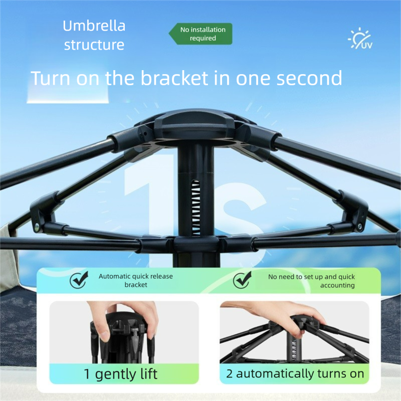 Quick Opening Four Sided Portable Outdoor Tent For 3-4 People, Thickened Rainproof Camping, Fully Automatic Camping Tent_voghion.com