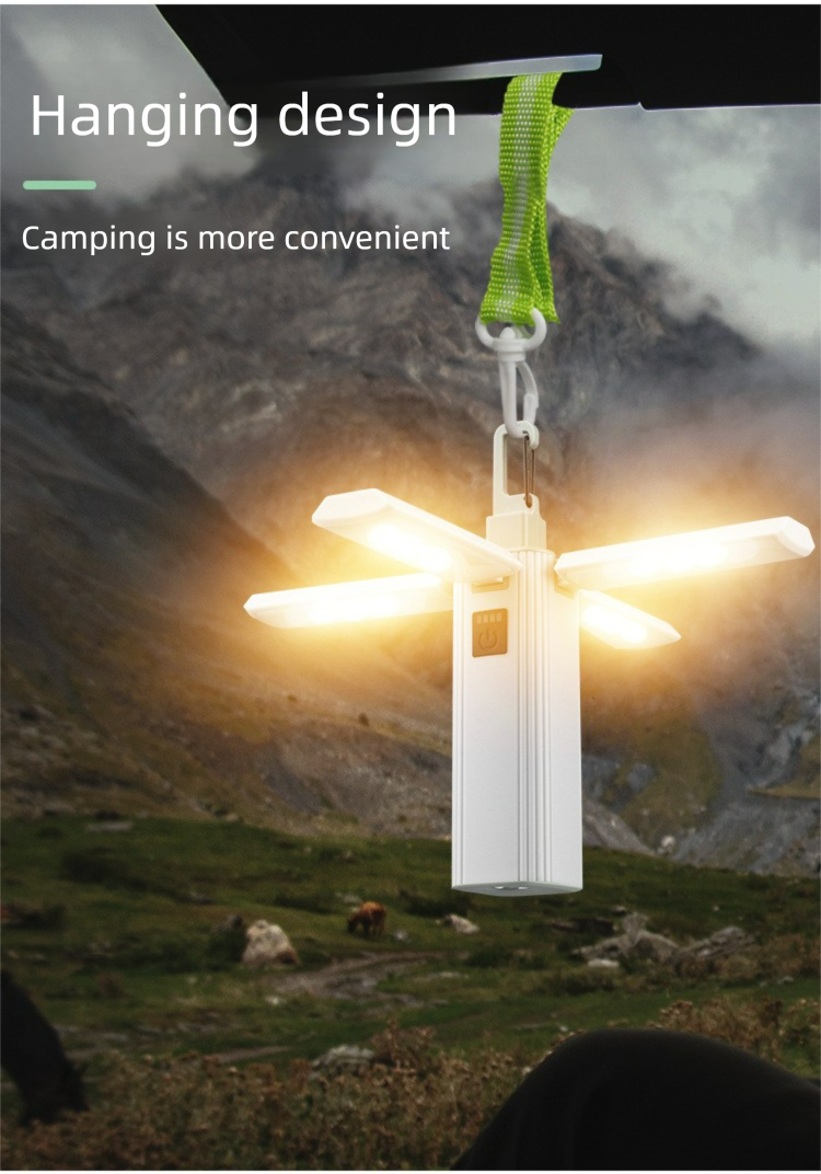 Outdoor Foldable Four-Leaf Light With Power Input Function, Portable Long Battery Life Emergency Camping Lamp_voghion.com