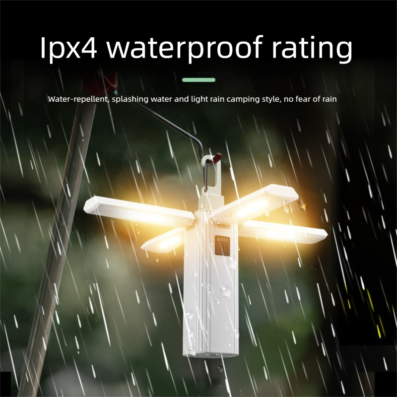Outdoor Foldable Four-Leaf Light With Power Input Function, Portable Long Battery Life Emergency Camping Lamp_voghion.com