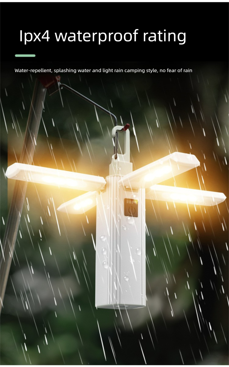 Outdoor Foldable Four-Leaf Light With Power Input Function, Portable Long Battery Life Emergency Camping Lamp_voghion.com