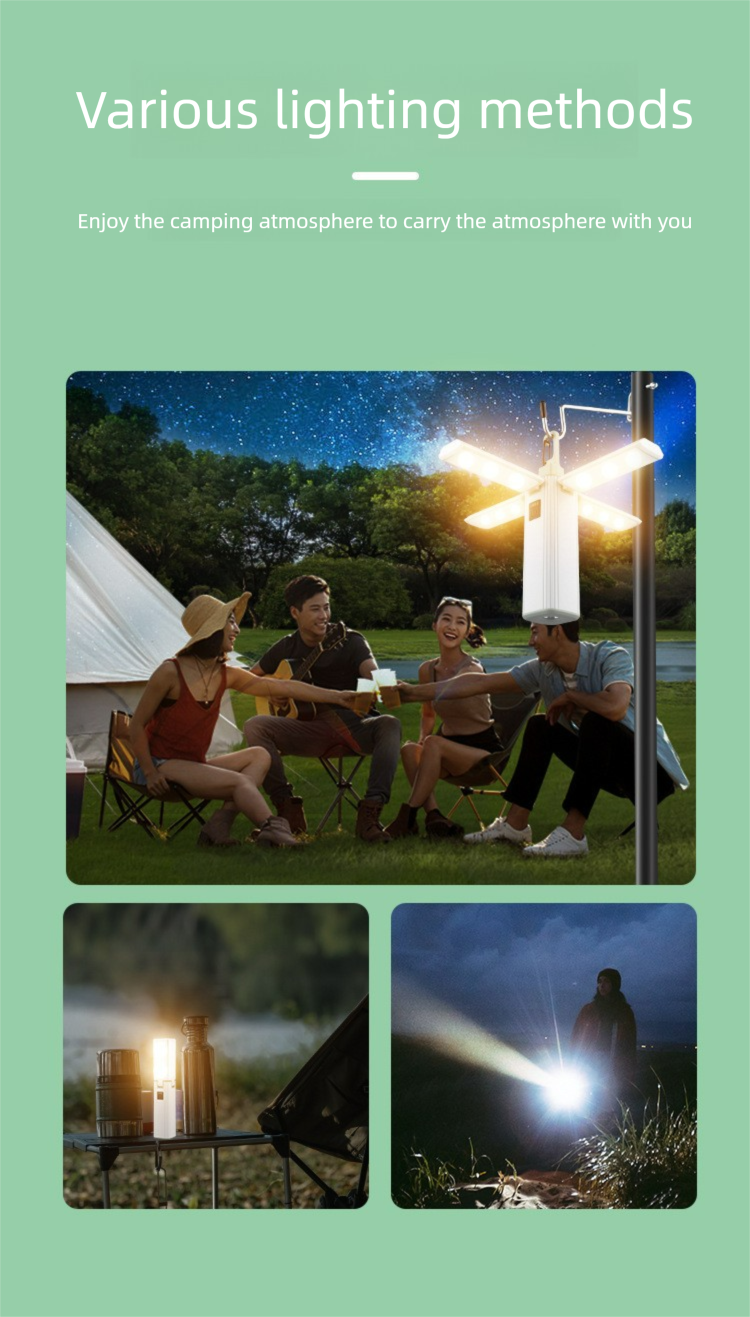 Outdoor Foldable Four-Leaf Light With Power Input Function, Portable Long Battery Life Emergency Camping Lamp_voghion.com