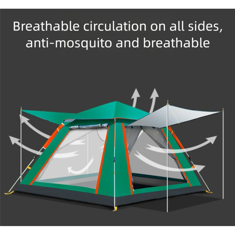 Quick Opening Four Sided Portable Outdoor Tent For 3-4 People, Thickened Rainproof Camping, Fully Automatic Camping Tent_voghion.com