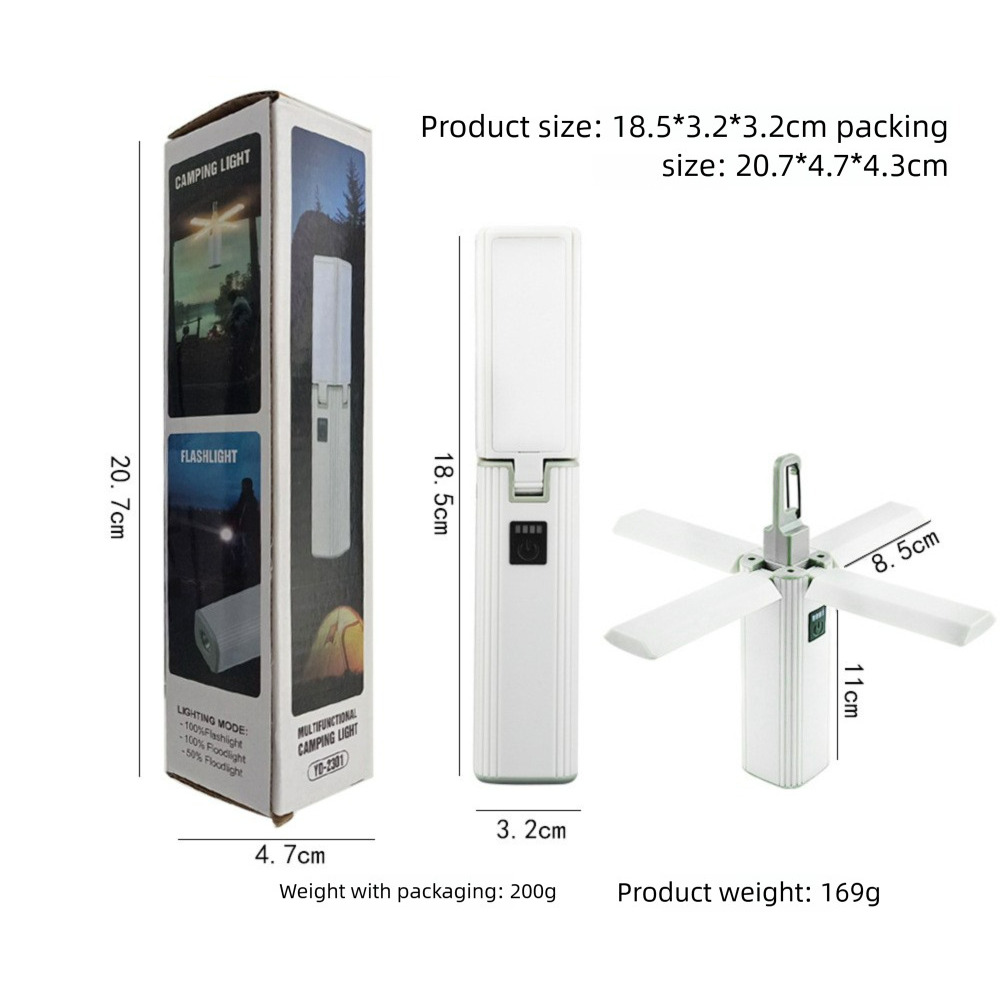Outdoor Foldable Four-Leaf Light With Power Input Function, Portable Long Battery Life Emergency Camping Lamp_voghion.com