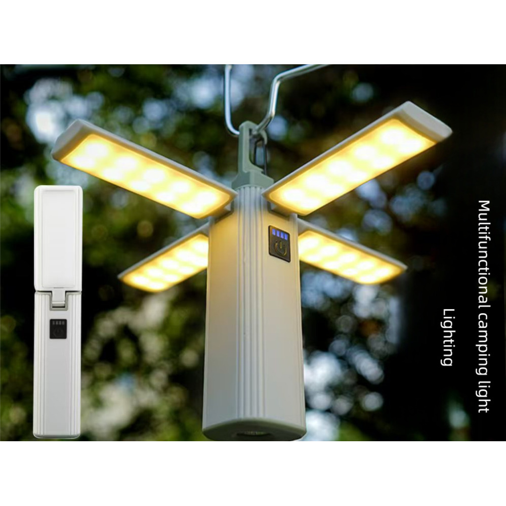 Outdoor Foldable Four-Leaf Light With Power Input Function, Portable Long Battery Life Emergency Camping Lamp_voghion.com