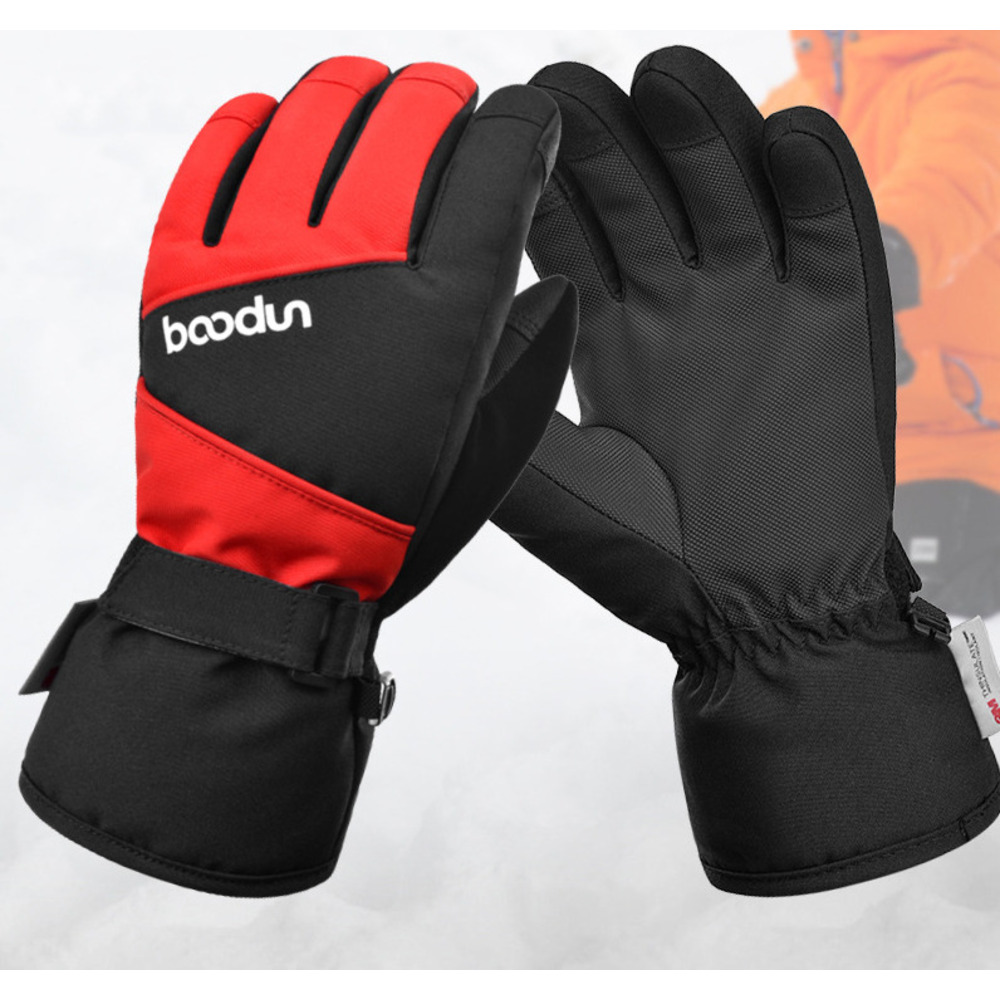 Guantes de invierno nuevos para hombres y mujeres, de cinco dedos, gruesos, impermeables, para niños grandes, cálidos, con pantalla táctil bicolor._voghion.com