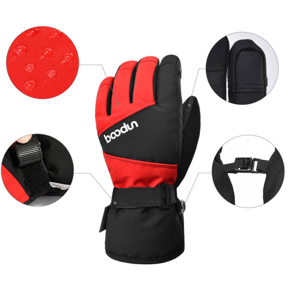 Guantes de invierno nuevos para hombres y mujeres, de cinco dedos, gruesos, impermeables, para niños grandes, cálidos, con pantalla táctil bicolor._voghion.com
