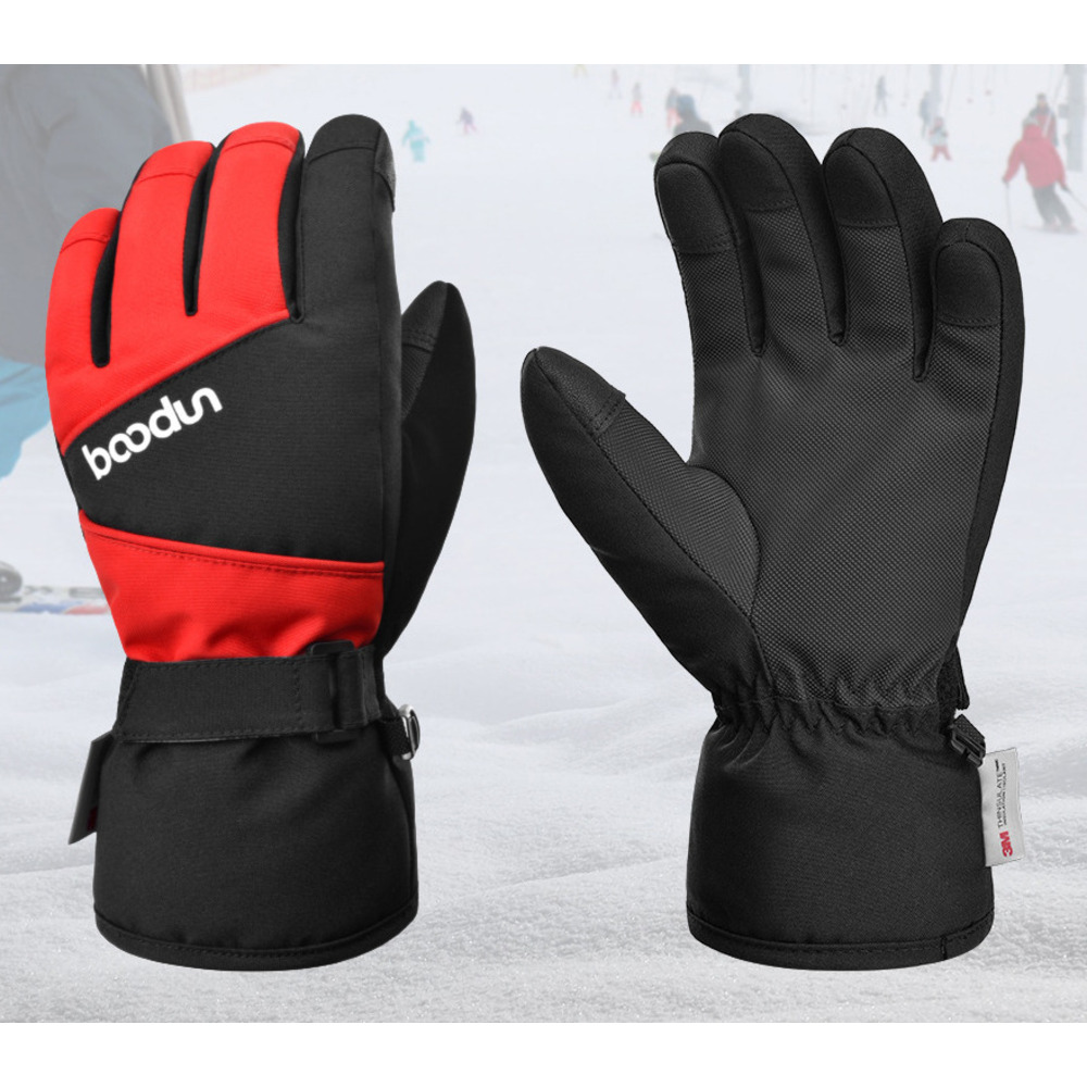 Guantes de invierno nuevos para hombres y mujeres, de cinco dedos, gruesos, impermeables, para niños grandes, cálidos, con pantalla táctil bicolor._voghion.com