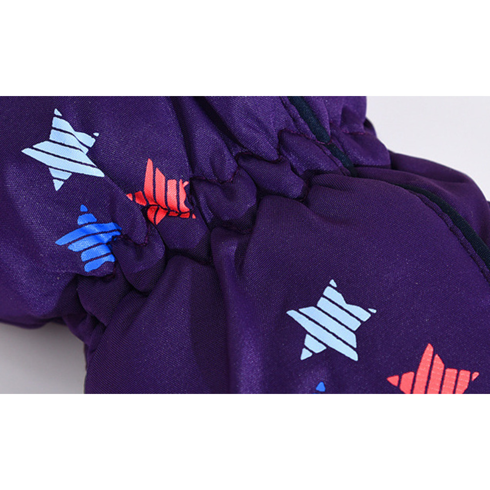 Children's Winter Outdoor Printed Star Ski Boys And Girls Fleece Lined Thickened Warm Sports Cold-Proof Cycling Gloves_voghion.com
