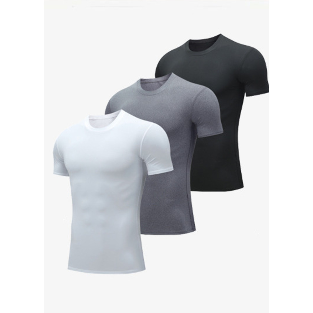 Abbigliamento sportivo da uomo PRO Fitness, aderente, a maniche corte, ad asciugatura rapida, elastico, maglietta da corsa, maglia da ciclismo a compressione_voghion.com