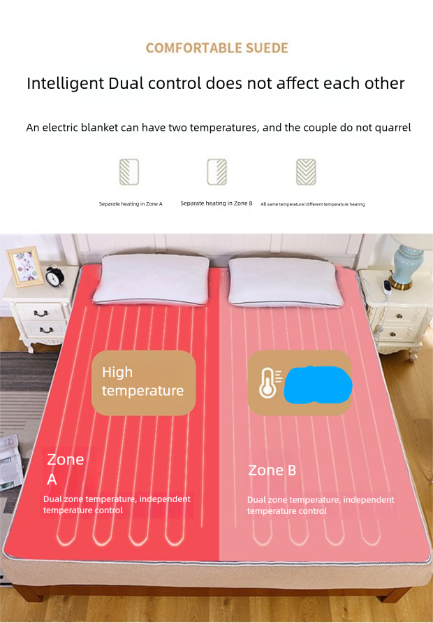 Blanket Single Double Dual Control Electric Mattress Three Persons Large Thickened Temperature Adjustable Mite Removal_voghion.com