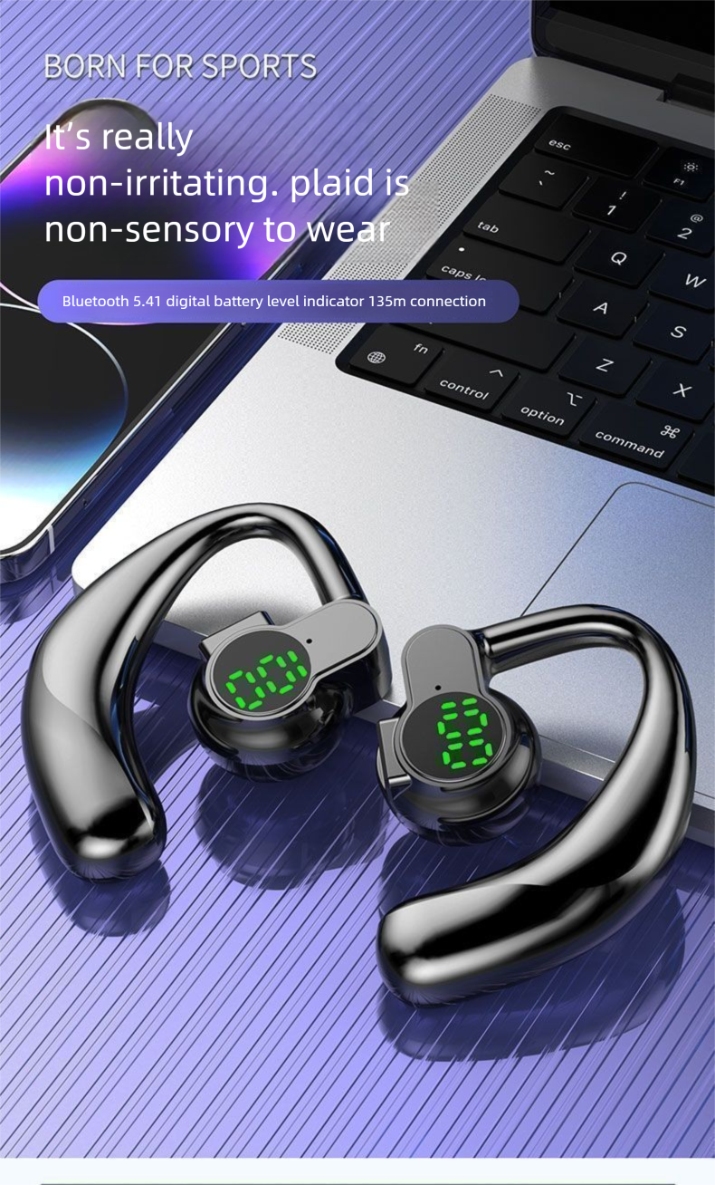 Nieuwe draaibare, draagbare Bluetooth-oortelefoon met digitaal display, over-ear, compatibel met iPhone, Android en Huawei_voghion.com