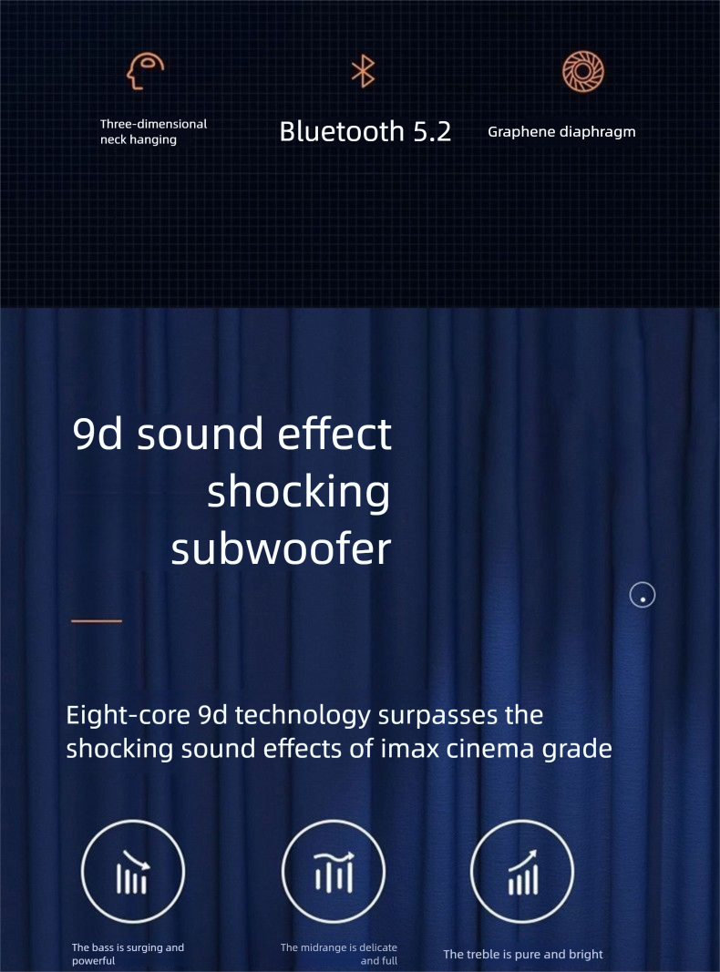 Écouteurs Bluetooth sans fil YD-36, tour de cou sport, longue durée de vie, compatibles avec iPhone, Huawei, Vivo et Android_voghion.com
