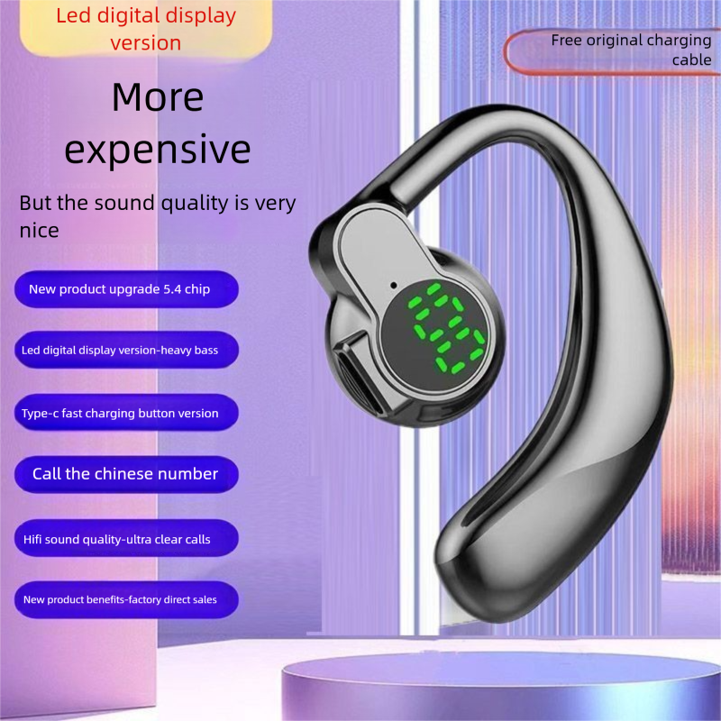 Nieuwe draaibare, draagbare Bluetooth-oortelefoon met digitaal display, over-ear, compatibel met iPhone, Android en Huawei_voghion.com