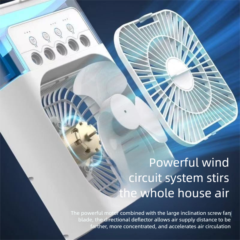 Intelligent Five-Hole Multi-Function Cooling Spray USB Desktop Electric Student Dormitory Office Small Fan_voghion.com