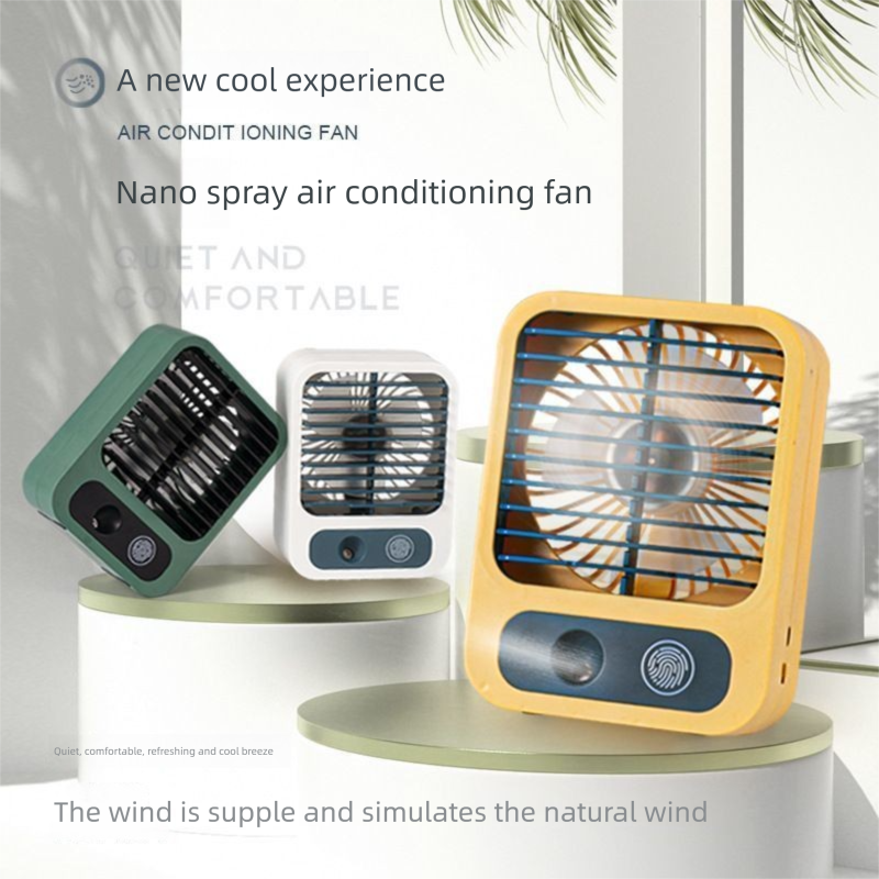 Black Technology Cooling Desktop Fan Silent High Wind Humidifying Spray Mini_voghion.com