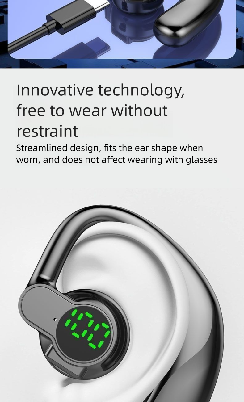 Nieuwe draaibare, draagbare Bluetooth-oortelefoon met digitaal display, over-ear, compatibel met iPhone, Android en Huawei_voghion.com